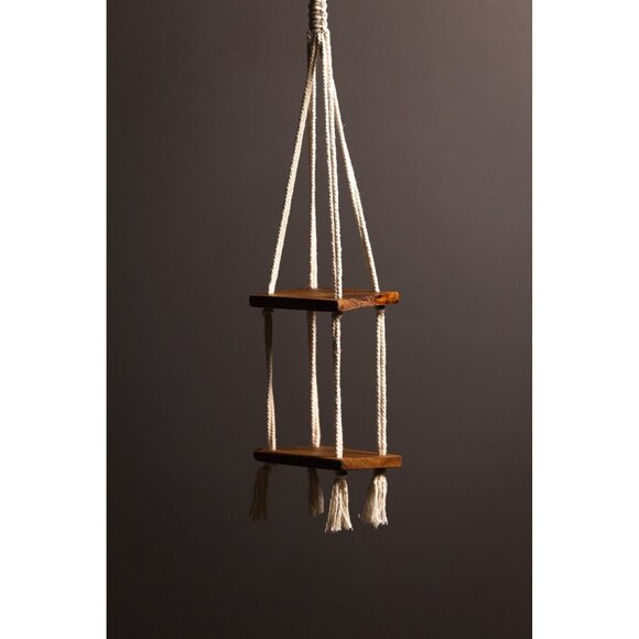 Boho 2 Level Small Flat Handmade Macrame Plant Hanger|Handmade Home Decor(ID 537 - Picture 2 of 8